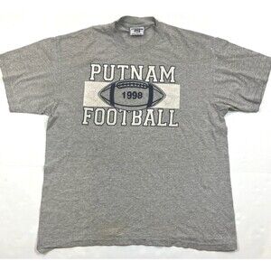 Vintage 90s Lee Putnam‎ Football 1998 Tee T-shirt Gray Size Large L